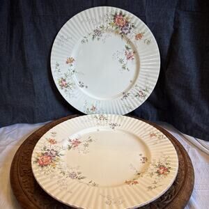 Mikasa Park Lane Ribbed Dinner Plates (2) Larry Laslo Classic Elegance Flowers